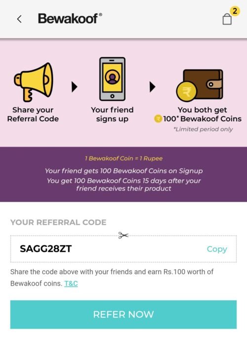 Bewakoof Refer and Earn