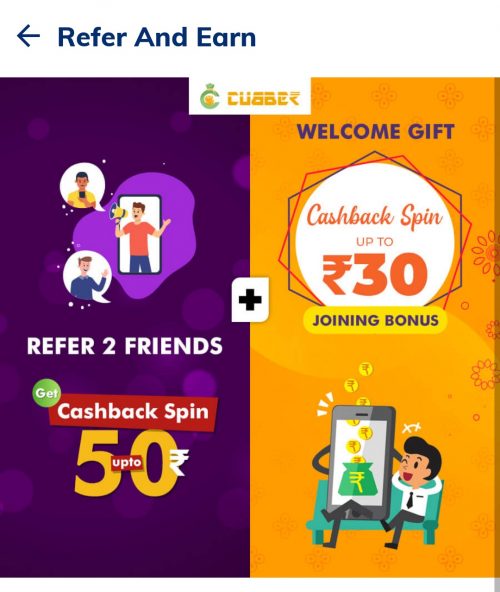Cubber App Refer and Earn