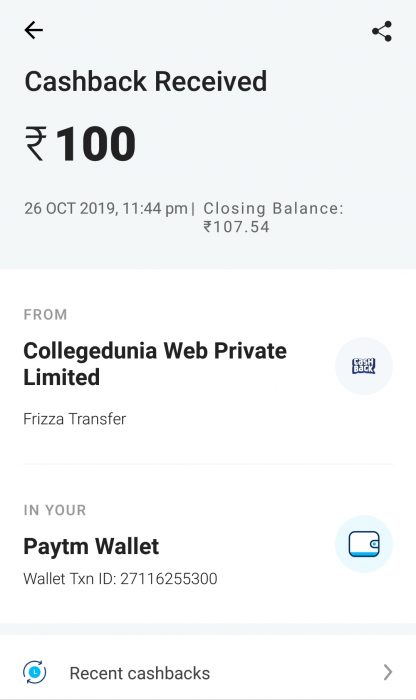 Frizza App Payment Proof