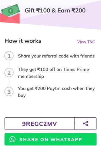 Times Prime Refer and Earn