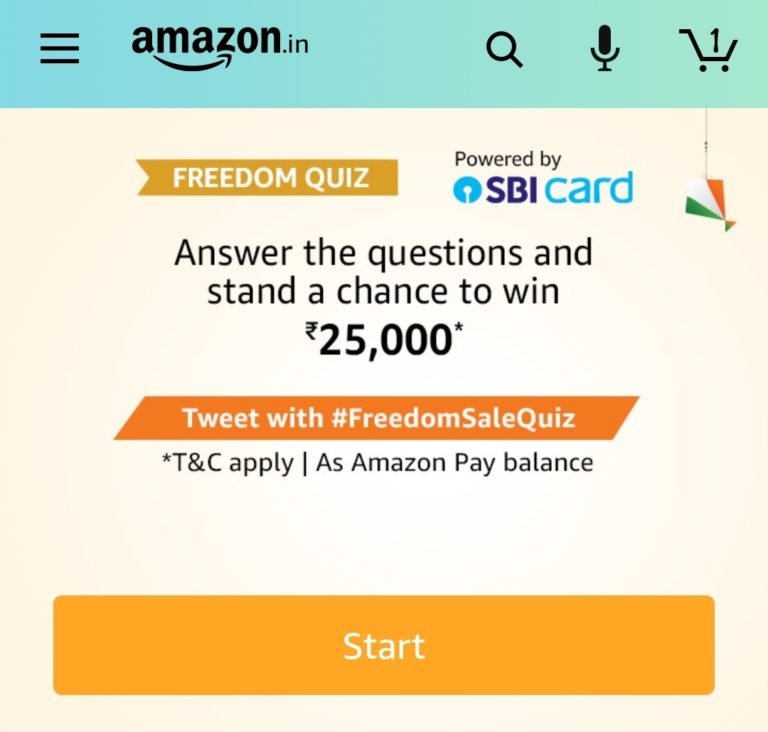 [Today] Amazon Freedom Quiz Answers Win Rs.25,000 Pay Balance