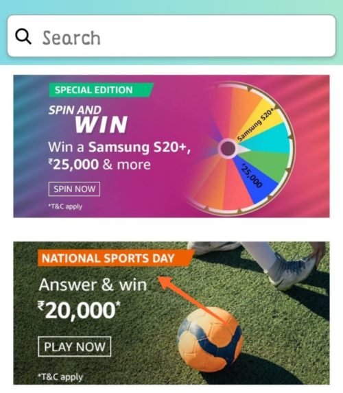 Amazon National Sports Day Quiz Answers