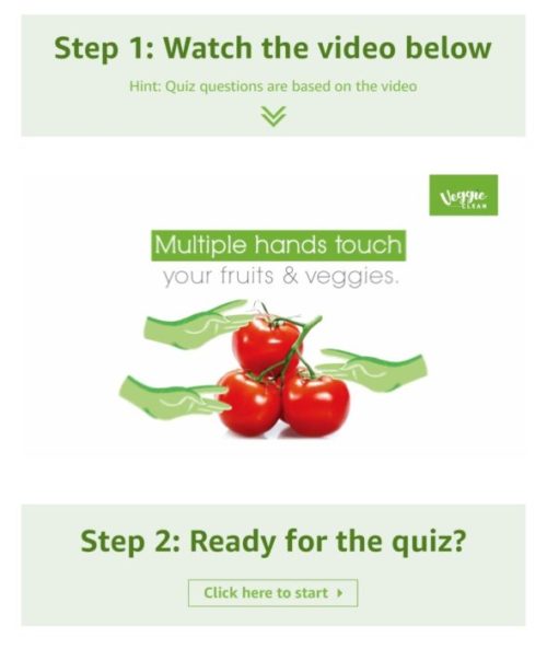Amazon Veggie Clean Quiz Answers