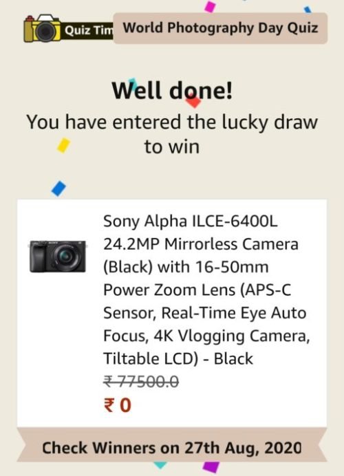 Amazon World Photography day quiz answers