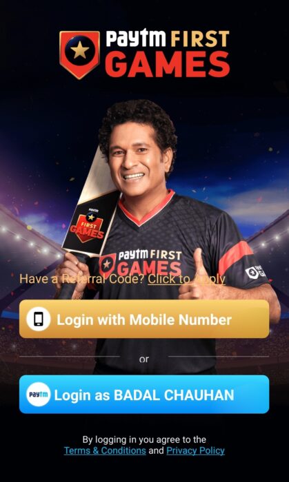 Paytm First Games Referral Code