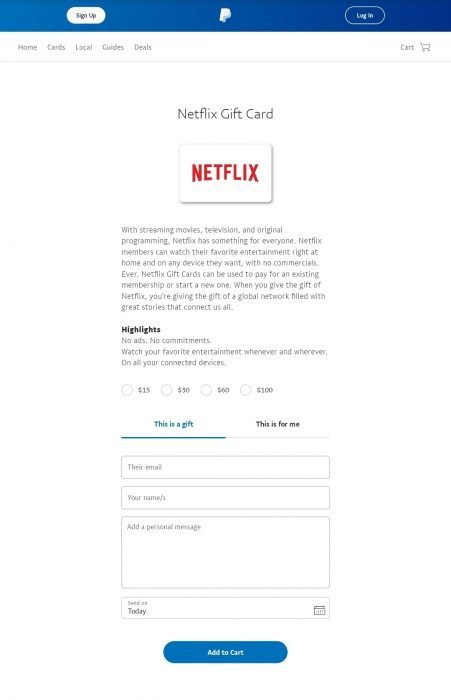 Buy Netflix Gift Card