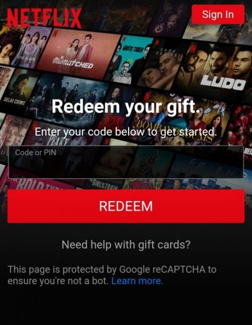 Redeem Netflix Gift Card