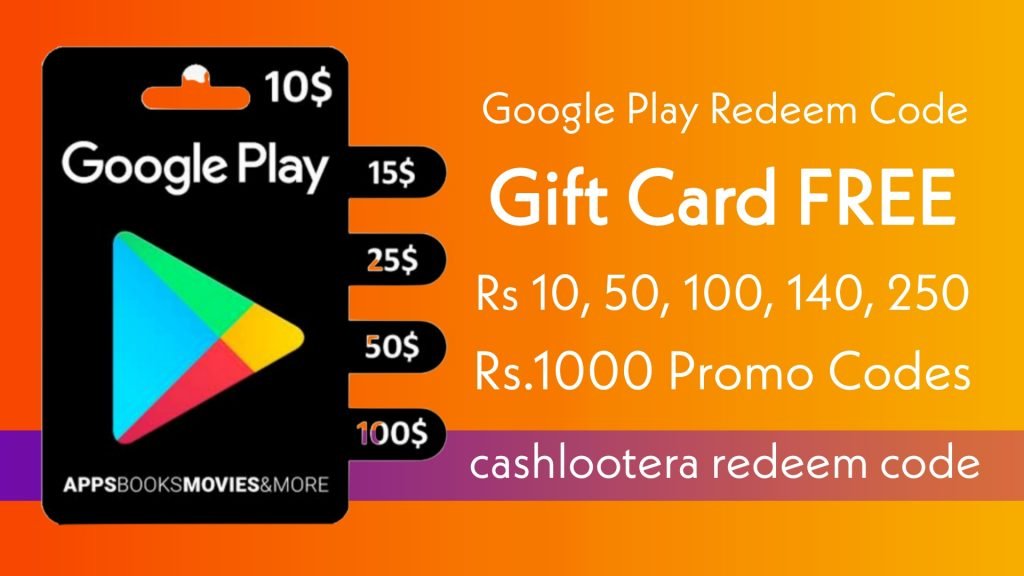 Códigos grátis gift card Google Play + Bônus R$ 100 - Recarga Google Play  (Online)