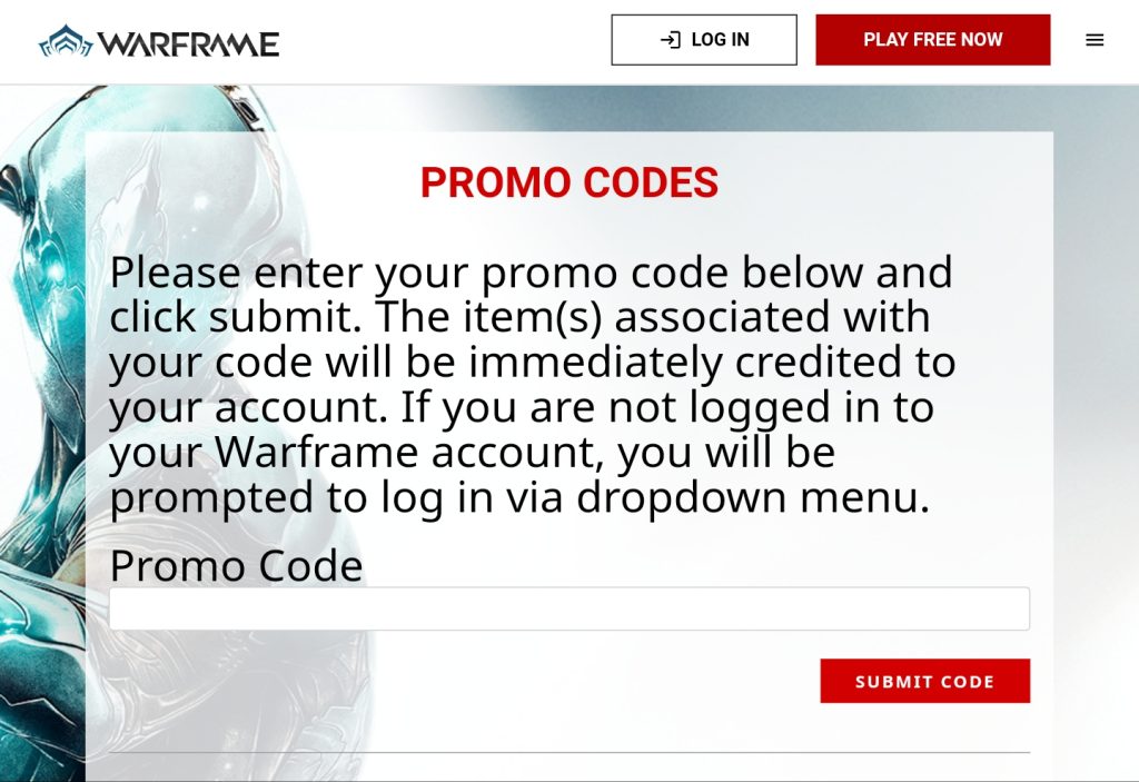 Warframe Promo Codes for Weapon