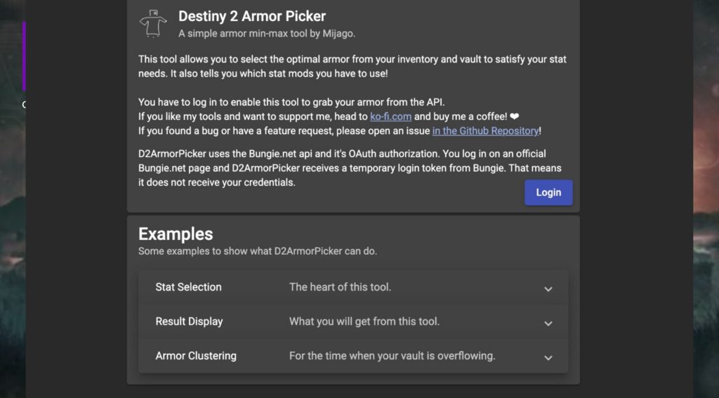 Destiny 2 Armor Picker