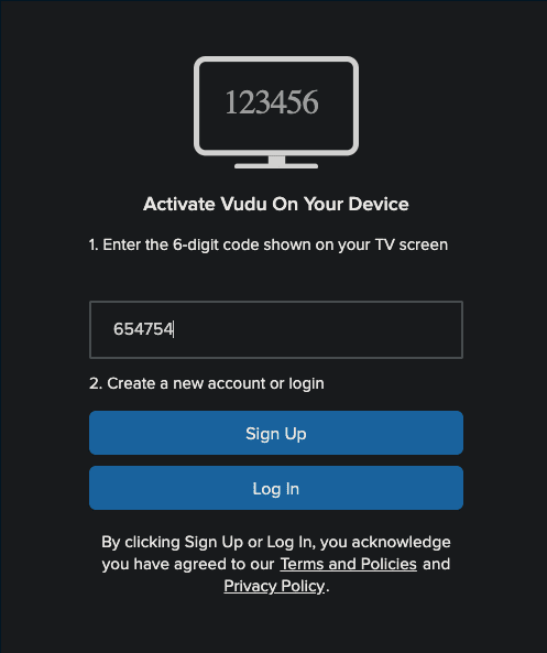 vudu.com/start code